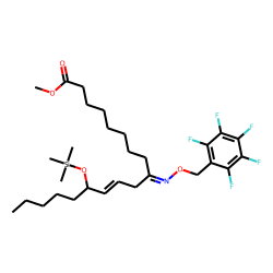 9-Oxo-11-octadecenoic acid, 13-hydroxy, PFBO, TMS, methyl ester, # 2