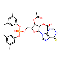 9H-purine-6(1h)-thione, 9-beta-d-ribofuranosyl-, 2',3'-diacetate, 5'-bis(3,5-dimethylphenyl)phosphate