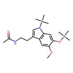 Indole, 3-(2-acetaminoethyl), 6-hydroxy-5-methoxy (Hydroxymelatonin), TMS