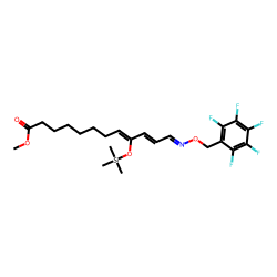 (Z)-10-Dodecenoic acid, 9,12-dioxo, methyl ester, «omega»-PFB-oxime, TMS-enol, # 1