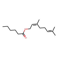 Hexanoic acid, 3,7-dimethyl-2,6-octadienyl ester, (E)-