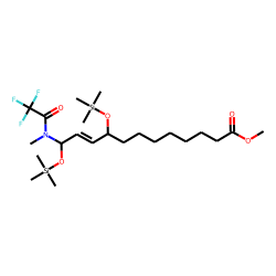 (E)-10-Dodecenoic acid, 9-hydroxy-12-oxo, methyl ester, MSTFA-adduct, OH-TMS, # 1