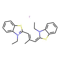 Benzothiazolium compounds: 3-ethyl-2-[3-(3-ethyl-2-benzothiazolinylidene)-2-methylpropenyl]-iodide