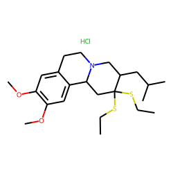 2H-benzo[a]quinolizine, 2,2-(diethylthio)-1,3,4,6,7,11b-hexahydro-3-isobutyl-9-10-dimethoxy-, hydrochloride